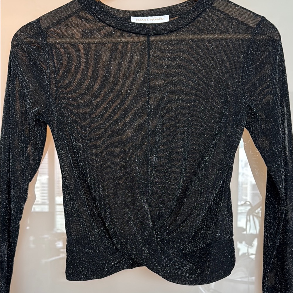 Black Fitted Crop Blouse with Long Sleeves - SIZE S - Never Worn! - Picture 6 of 7